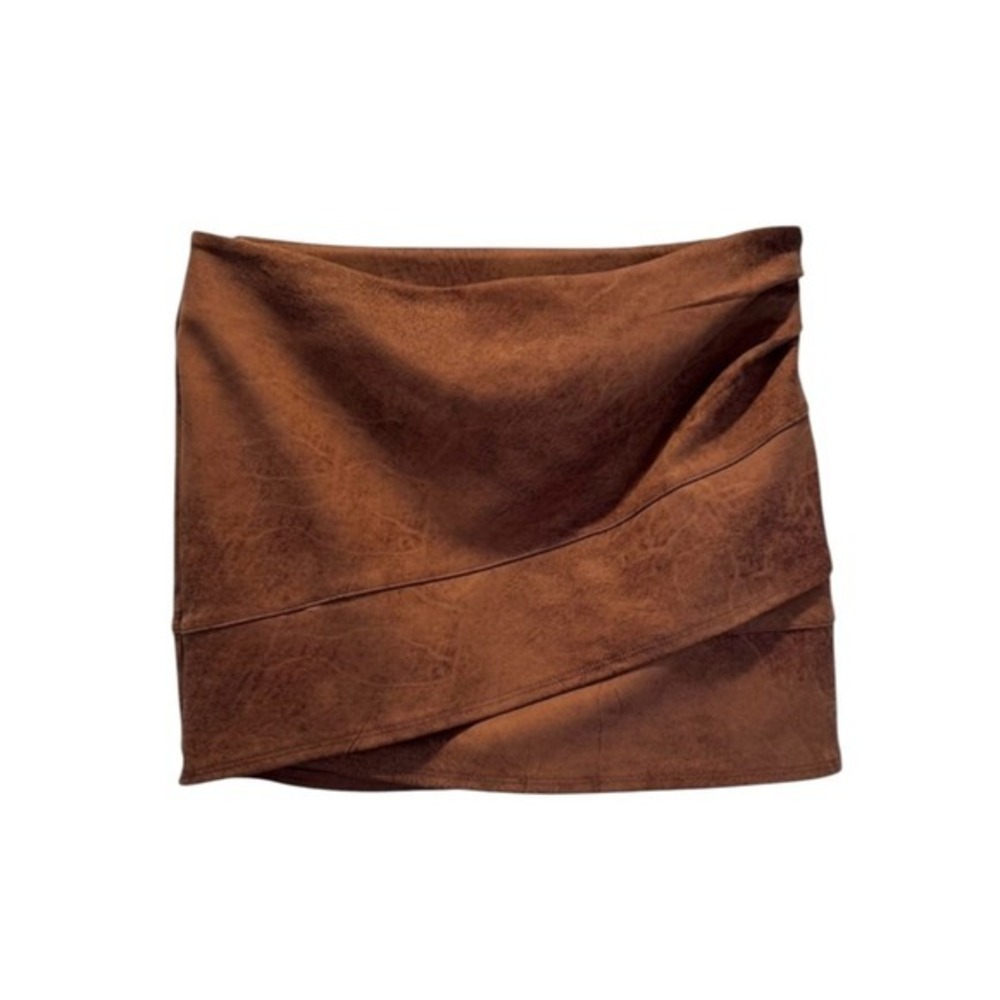Free People Faux Suede Brown Mini Skirt - Picture 3 of 7